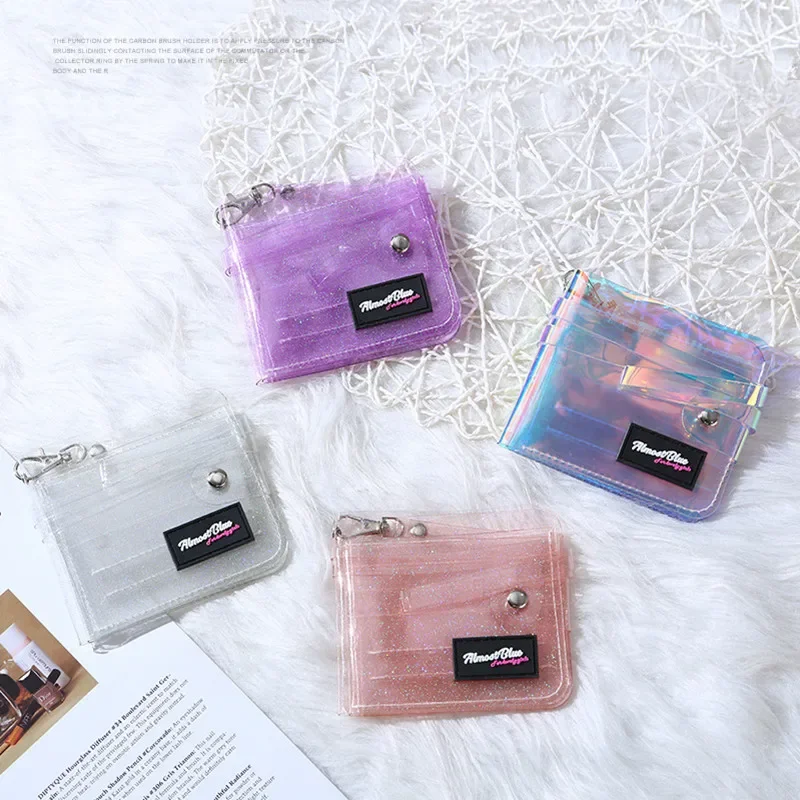 PVC Transparent Card Photo Wallet Case for Women Girl Clear Credit Card Holder Bag Korean Glitter Business ID Cards Pouch Purse