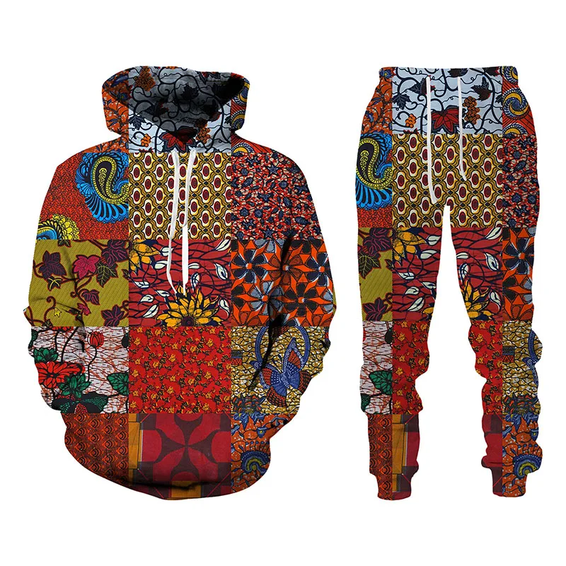 Folk custom 3d Print Hoodies Trousers Suits Men Women Tracksuit 2pc Sets Long Sleeve Ethnic Style African Danshiki Mens Clothes