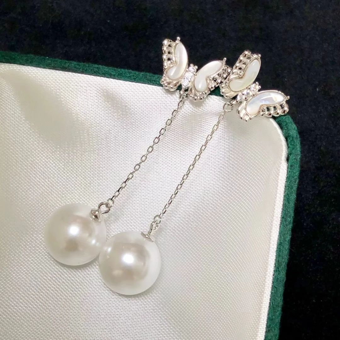 

Серьги из стерлингового серебра 925 пробы с бабочкой, фурнитура для крепления, базовые монтажные детали, аксессуар для жемчуга 8-12 мм, 5 пар/лот