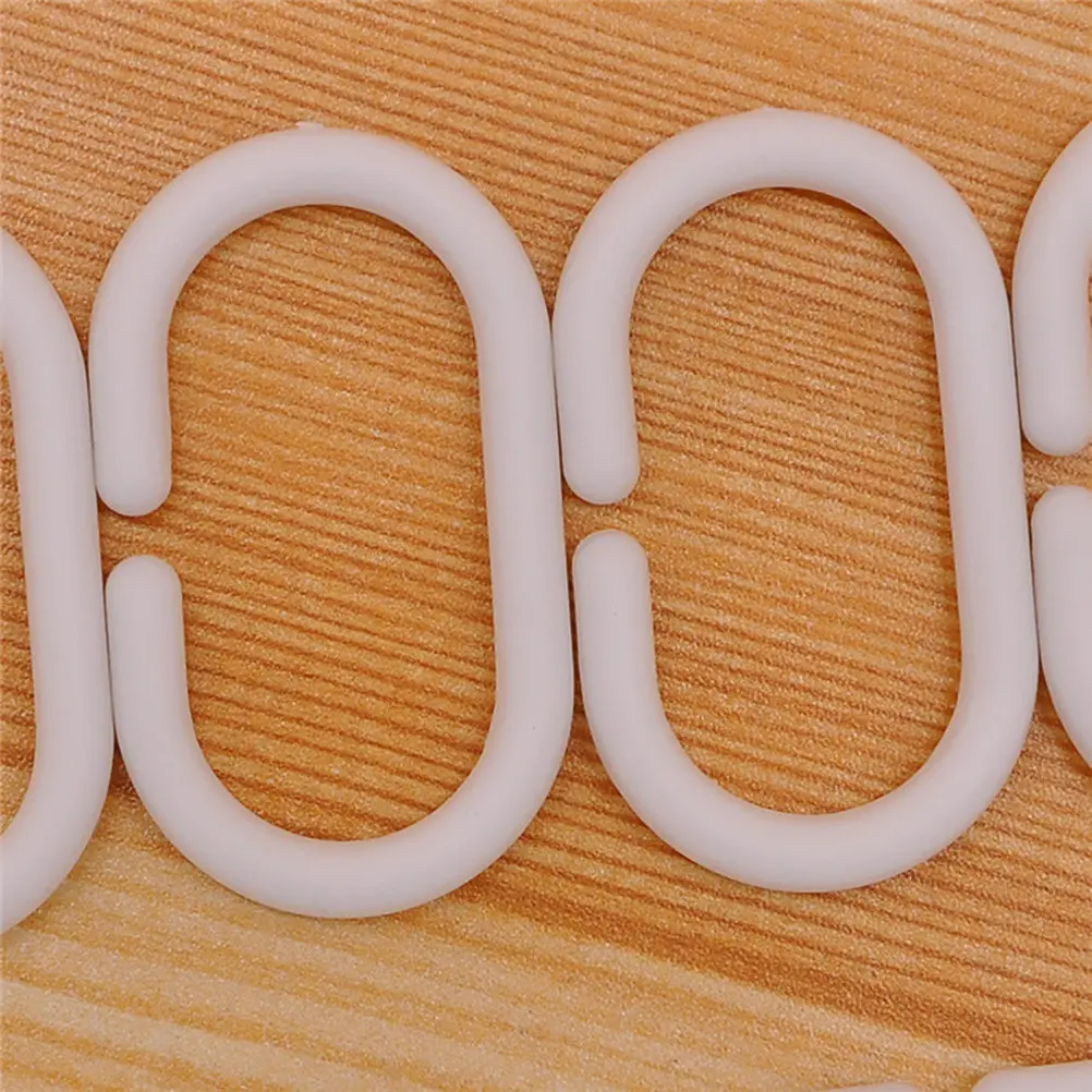 30Pcs Plastic Shower Curtain Loops C Shape Rings Smooth Quiet Glide Stretchable Strong Hold for Bathroom Tub Shower Dressing