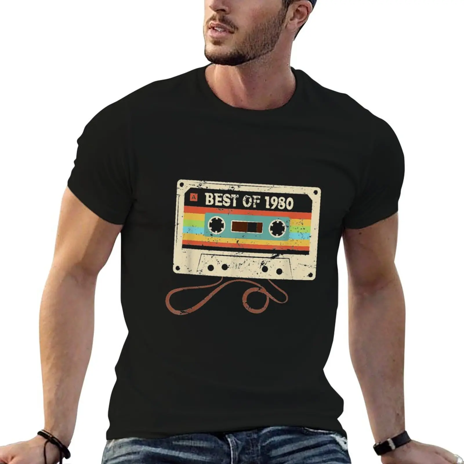 Best of 1980 Vintage 40th Birthday Gift Mixtape Men Women T-Shirt cotton t shirts man 100% t shirt personalised T-Shirt