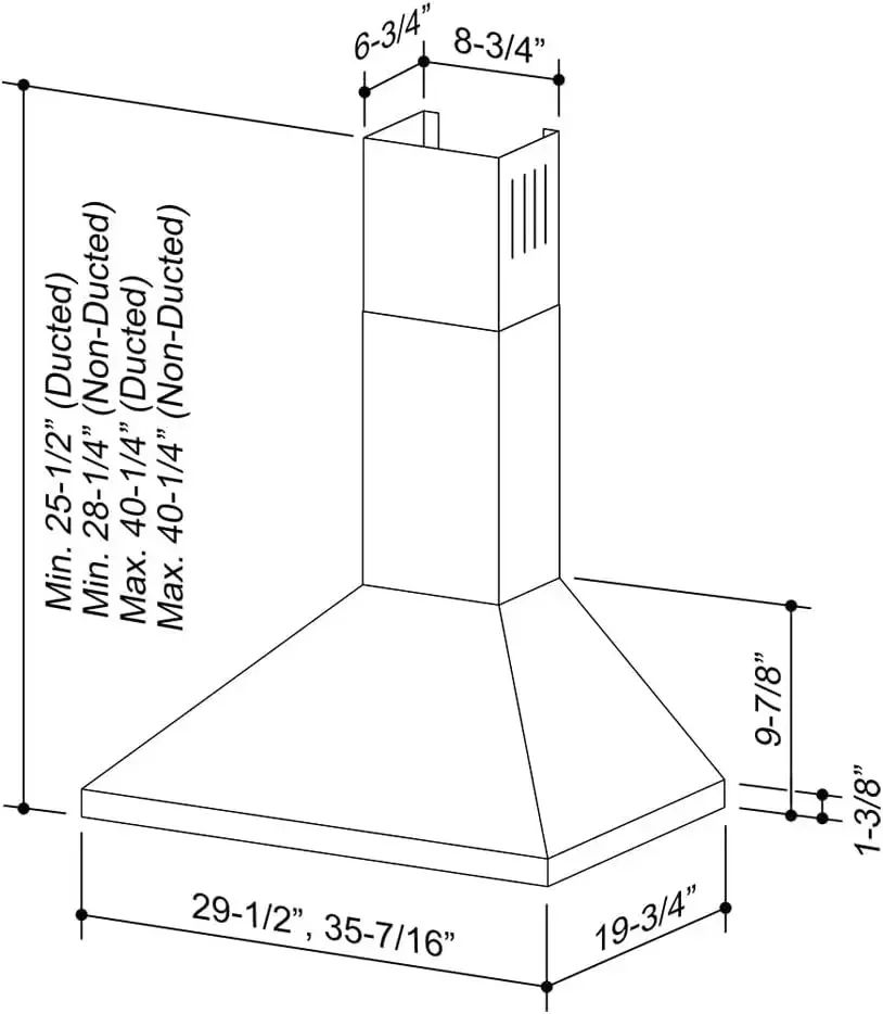 Broan-NuTone BW5036SSL kabriolet, 3-biegowe ścienne diody LED Osłona komina ze stali nierdzewnej, dmuchawa 380 Max CFM