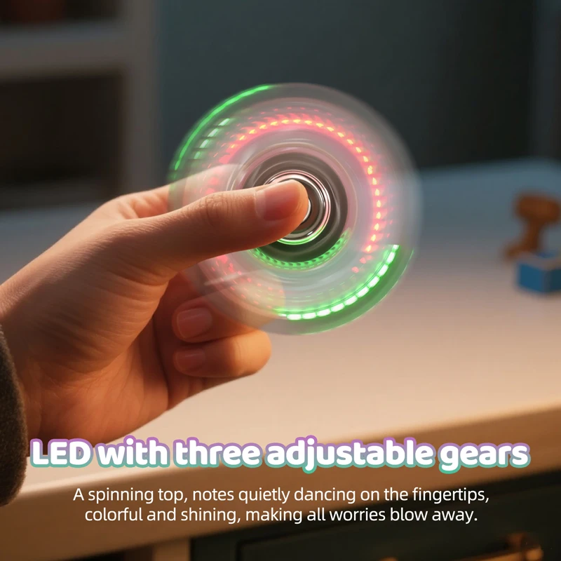 Kristal Lichtgevende LED Fidget Spinner Stress Relief Speelgoed Glow in Dark Light Vingertop Gyroscoop Verjaardag Kerstcadeaus voor kinderen