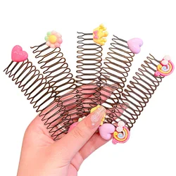 Peinetas para el pelo con lazo de flores para niñas pequeñas, horquillas para el pelo rotas, corona de dibujos animados, pinzas para flequillo de bebé de arcoíris, 2023