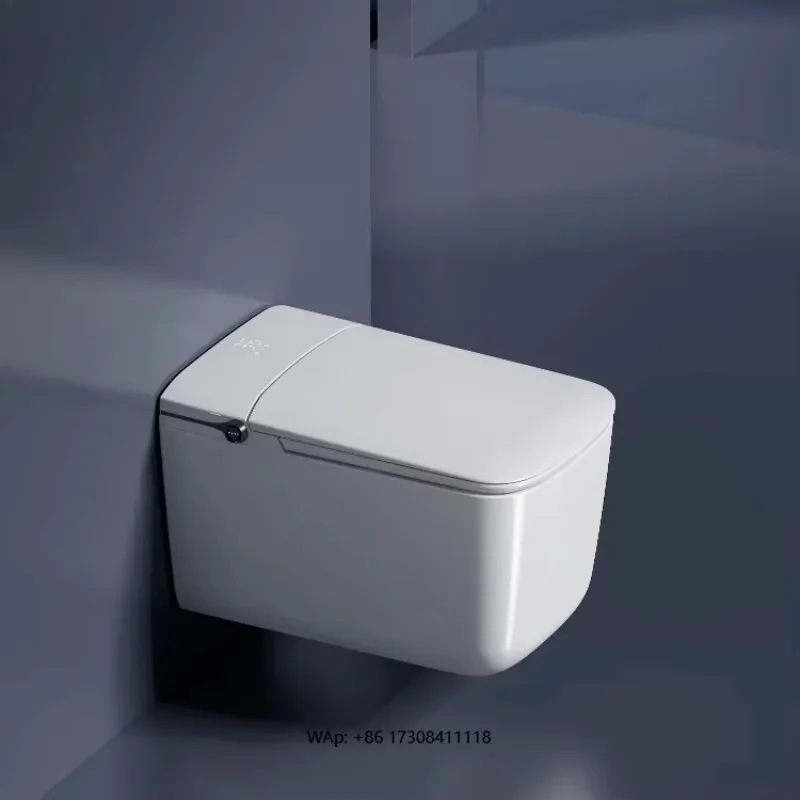 Modern Luxury Square Wall-Mounted Smart Toilet AI Voice Remote Control Automatic Foot Sensor Flush Advanced Seat Heating