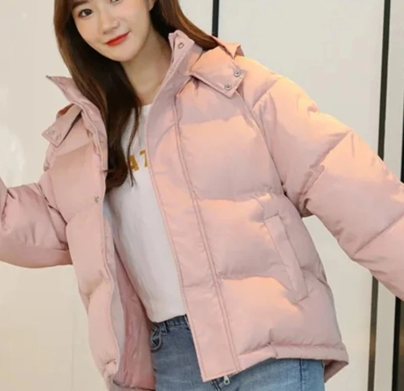 خريف شتاء جديد في المرأة مقنعين سستة ملابس قطنية فضفاضة المرأة بلون مزاجه عادية سترة قصيرة #2