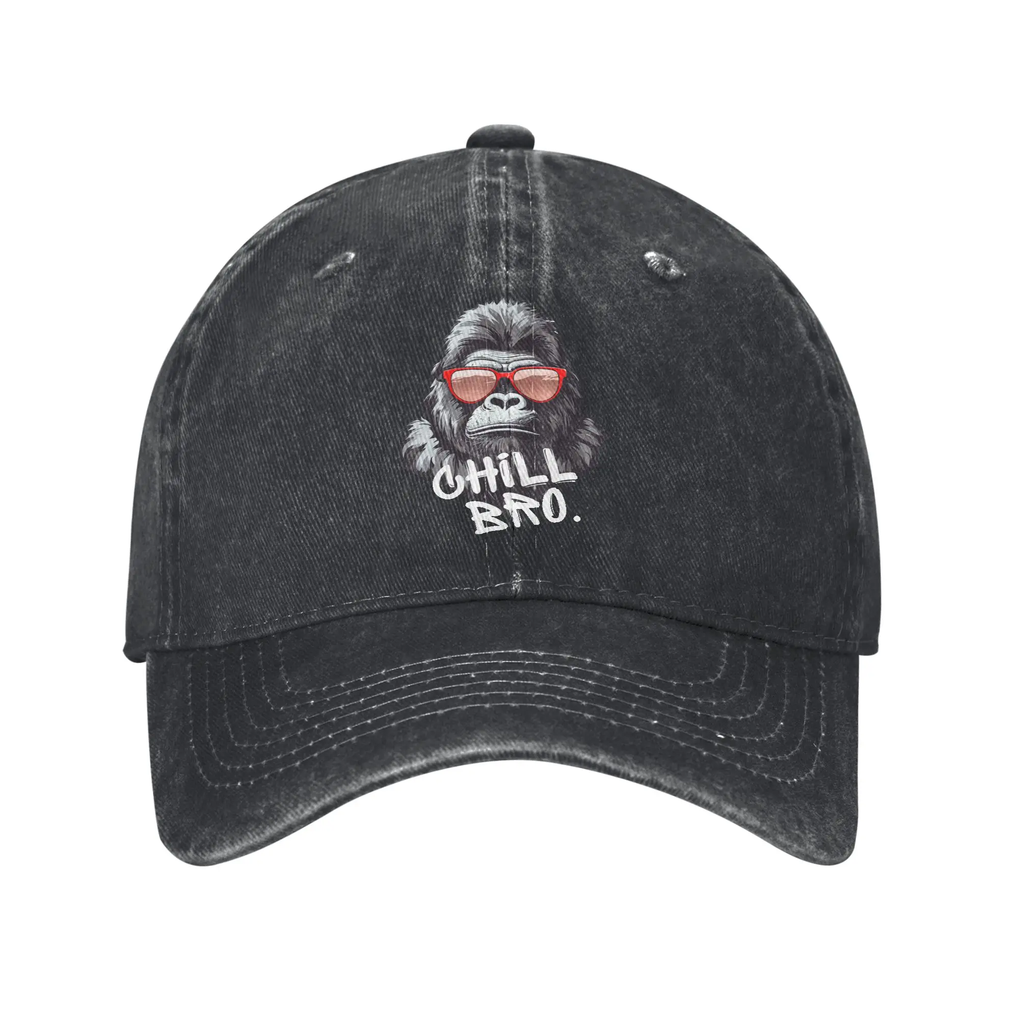 Chill Bro Cool Chimp with Sunglasses Gamer Baseball Cap Vintage Distressed Denim Snapback Cap Unisex Outdoor Activities Gift Hat