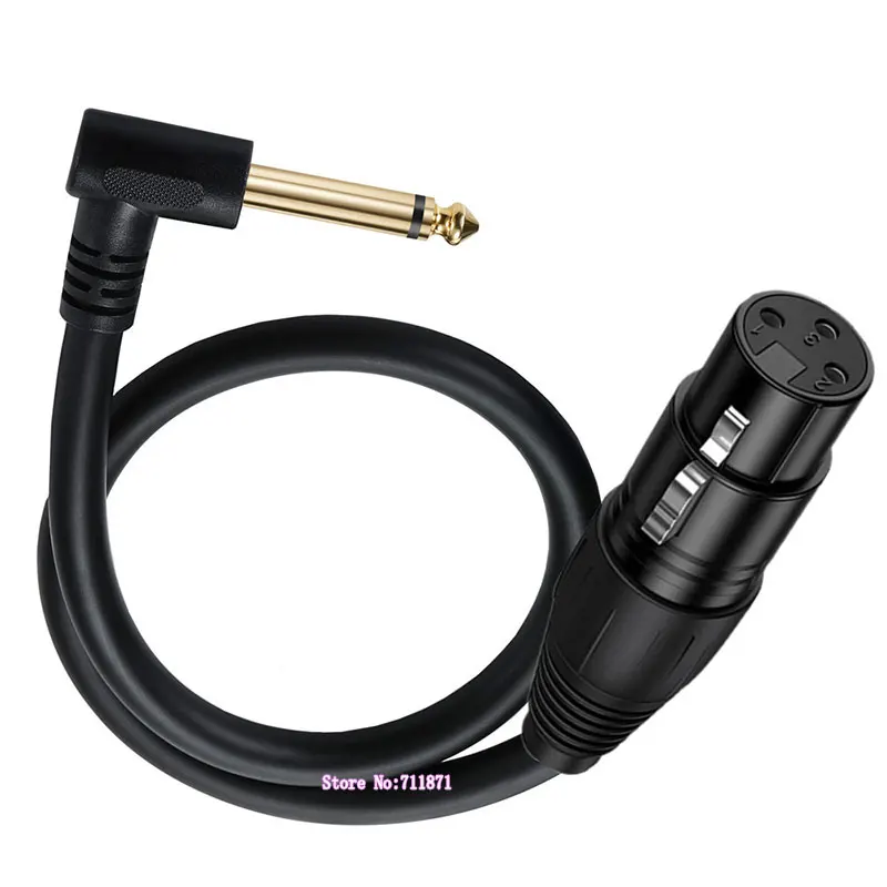 Right Angle Elbow Mono TS 6.35 Male XLR Male Female Audio Cable Line 90 Degree Stereo TRS 6.35 Male XLR CANNON Male Female Cable