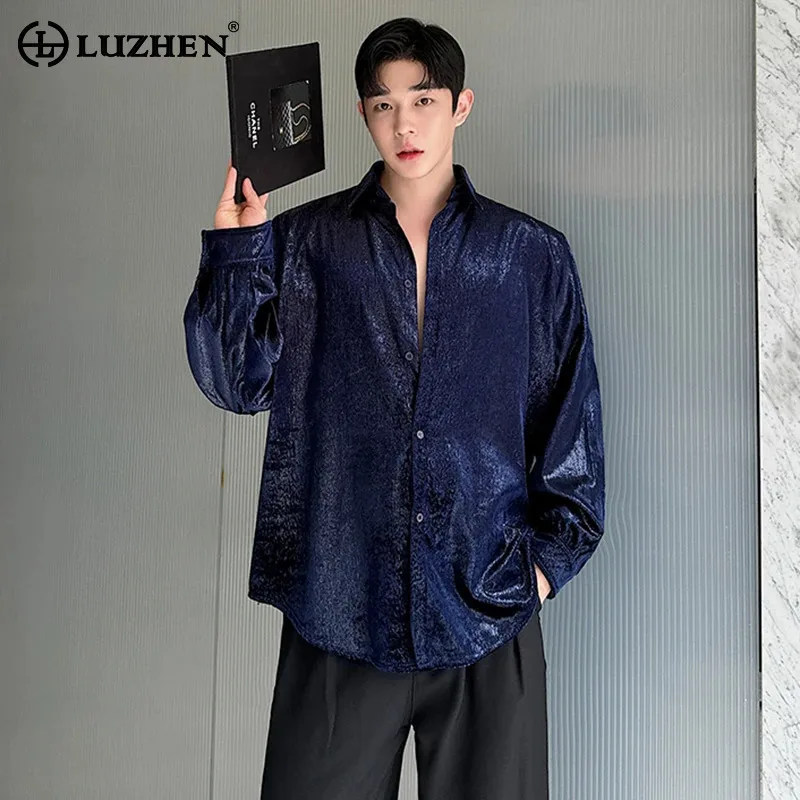 LUZHEN Personalized Fashion Long Sleeve Shirt High End Feel Loose Elegant Trendy Temperament Men\'s Blouses 2024 Original LZ4889