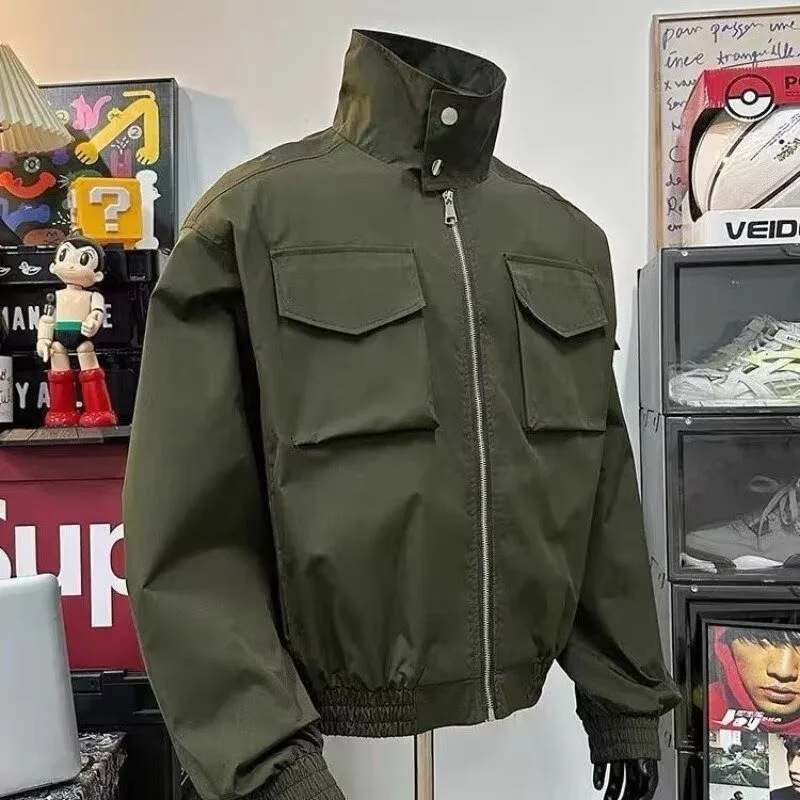 

Winter Thiened ort Cotton Jaet Loose Fit Turn-down Collar Men's Outerwear Casual Sle Stand Edition Daily Wear