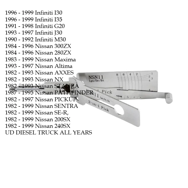 1 قطعة لنيسان Lishi 2 في 1 NSN14 NSN11 NYN11 اختيار وخطاف الأقفال أداة مفتاح الباب فك أقفال السيارات مجموعة كاملة Ganzua Lishi
