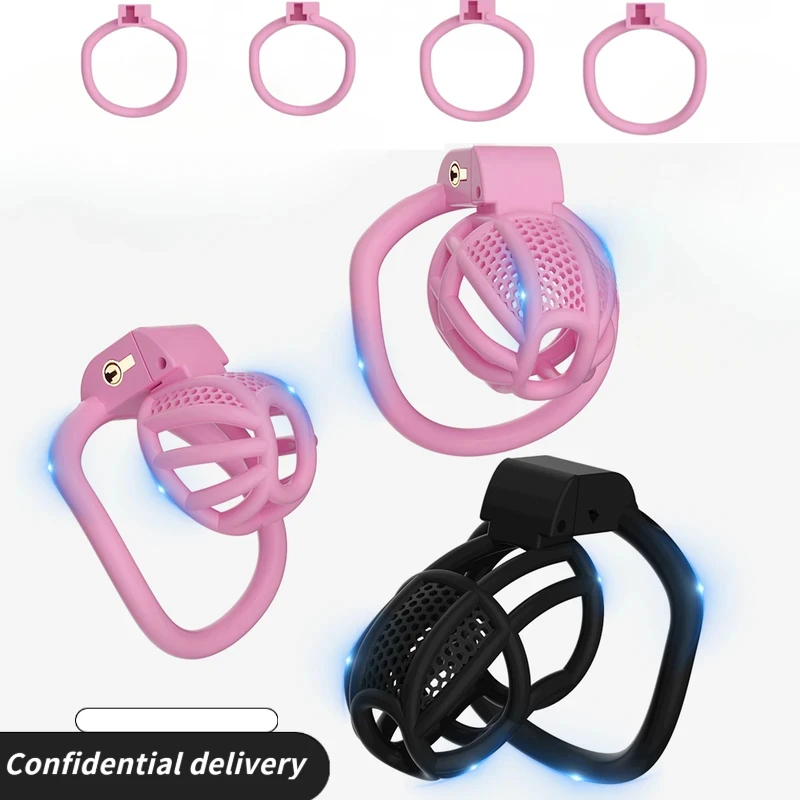 กรงครอบอวัยวะเพศชายแบบรังผึ้ง ระบายอากาศได้ พร้อมกุญแจล็อค สำหรับผู้ที่ชื่นชอบการเล่นบทบาททาส คุคอลด์ เฟติช  อุปกรณ์รัดอวัยวะเพศชาย ของเล่นทางเพศสำหรับคู่รักและผู้ชาย