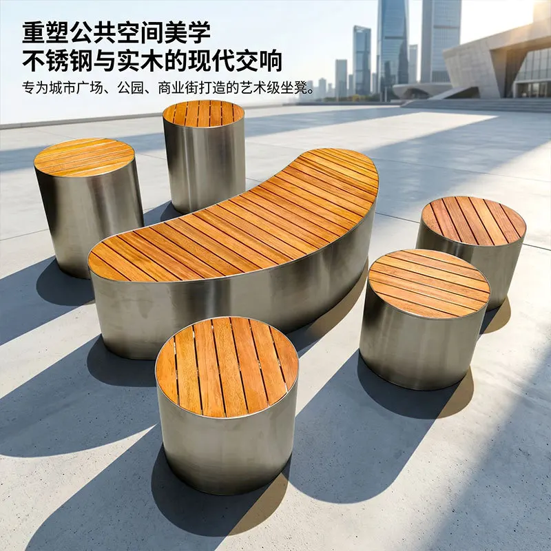 Park chair outdoor stainless steel chair community shopping mall creative special-shaped finished product seat landscape leisure