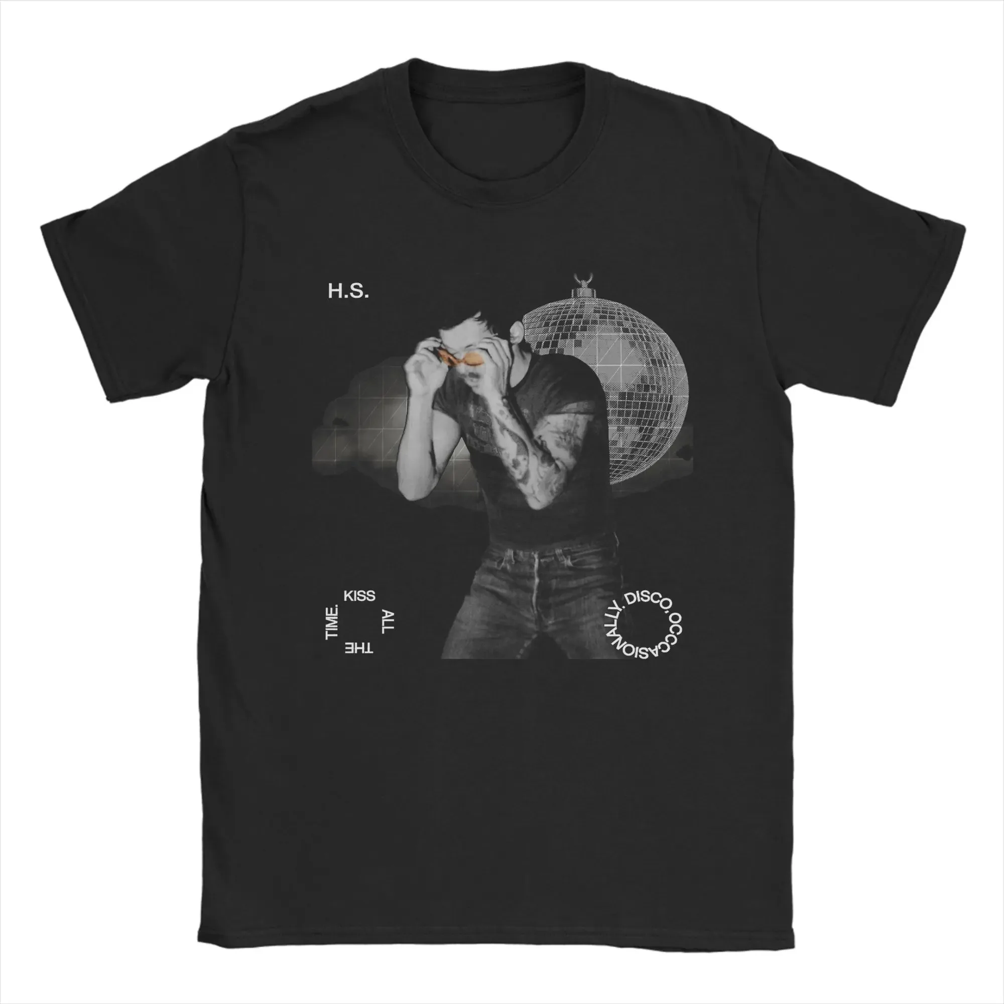Men Cotton T-Shirt Harrys Styles Kiss All The Time Disco Occasionally Oversized Tee Shirt Short Sleeve Aperture T Shirt Crewneck