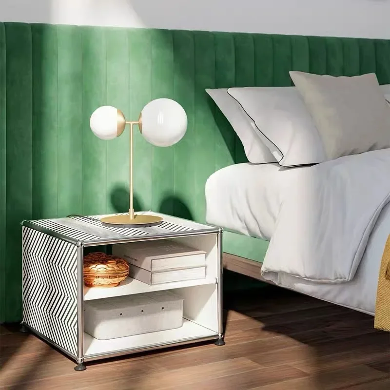 TV cabinet, medieval stainless steel modern simple ins living room storage chest 2