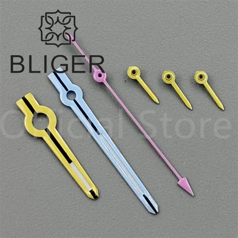 BLIGER Watch Hands Fit VK63 Silver Yellow Gold Rose Red Quartz Movement Green Luminous 6PCS/Set