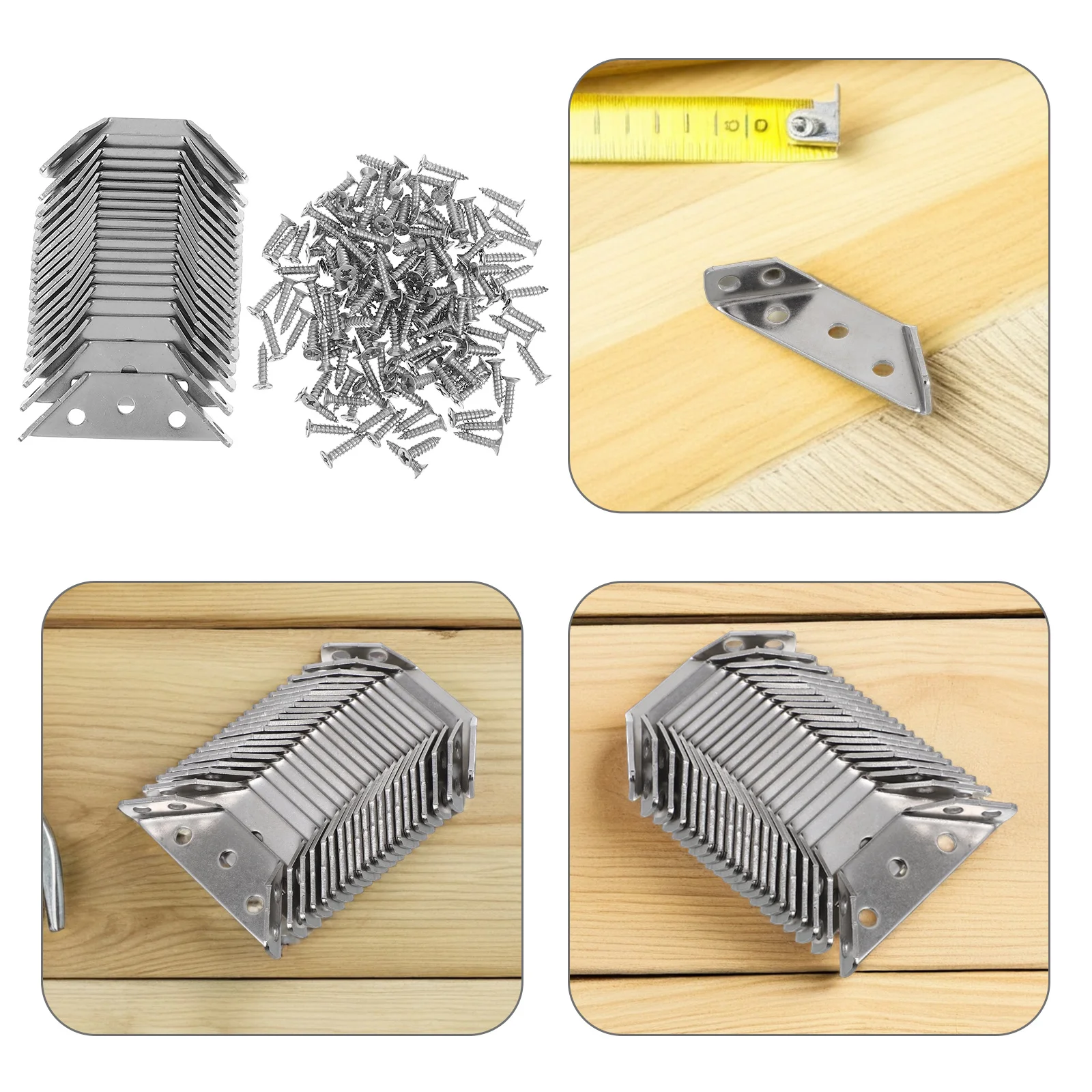 

1Set Heavy Duty Stainless Steel Furniture Corner Brackets Three Sided Design for Wood Frame Connection Shelf Support Braces