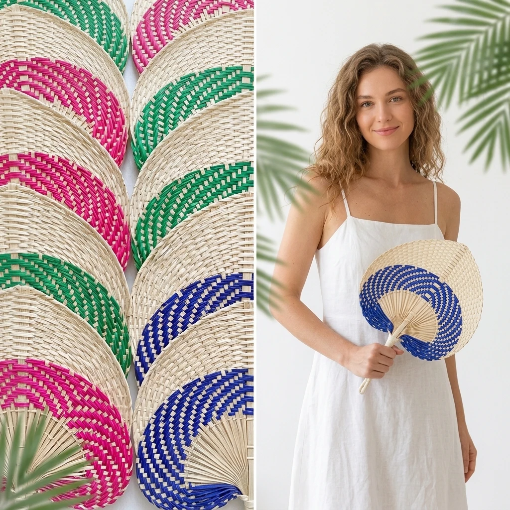 10/20/30Pcs Aesthetic Bamboo Hand Woven Fans Natural Palm Leaf Handheld Fan Boho Wedding Favors Bulk For Summer Beach Guests Par