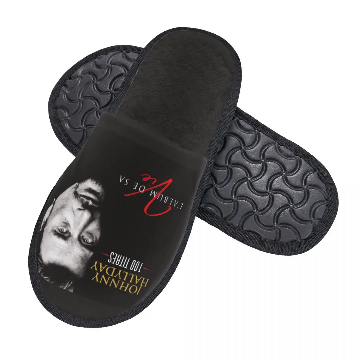 Custom Johnny Hallyday Rock Soft Memory Foam House Slippers Women Singer French France Comfy Warm Anti-skid Sole Slipper