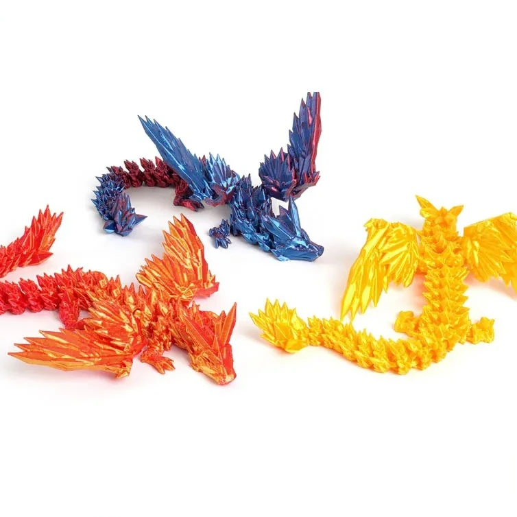 ثلاثية الأبعاد مطبوعة التنين الملونة جوهرة التنين التماثيل المنقولة المشتركة للتدوير مفصلية التنين الحرف سطح المكتب النمط الغربي حلية