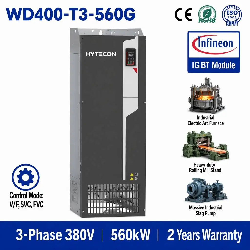 Grid Command 750HP 560kW VFD 3 Phase 380V Inverter 1000A Class Total Redundancy Heavy  AC Motor Drive for Mega Mill
