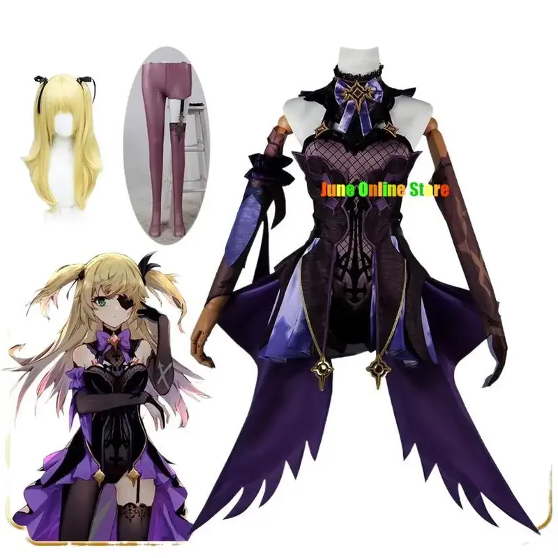 Gioco Genshin Impact Fischl Costume Cosplay Anime Amy Abiti Abito Fischl Carnevale Set completo Abiti Costumi di Halloween per le donne