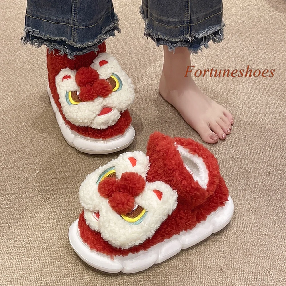 

2024 Newest Sweet Cotton Slippers Cartoon Decoration Cover Heel Shoes Sewing Fashion Casual Comfortable Winter Women Slippers