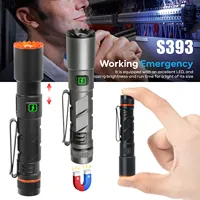 New LED flashlight 10440 lithium battery with pen clip retractable zoom magnetic flashlight Type-c charging outdoor adventure