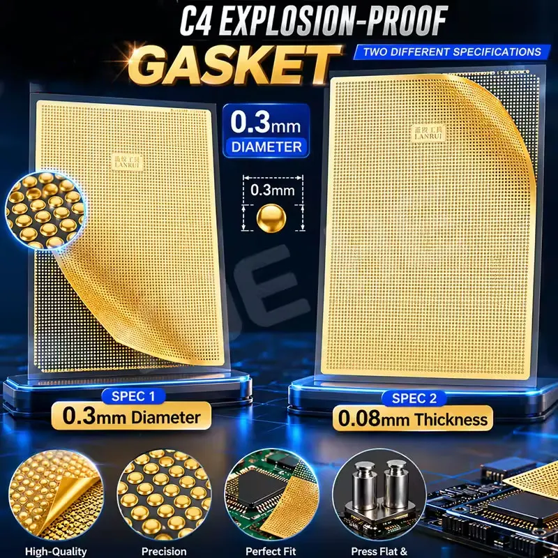 LANRUI C4 0.08mm/0.1mm Explosion-Proof Gasket for Phone Mainboard Middle Frame Repair Welding Improve Soldering Success Rate