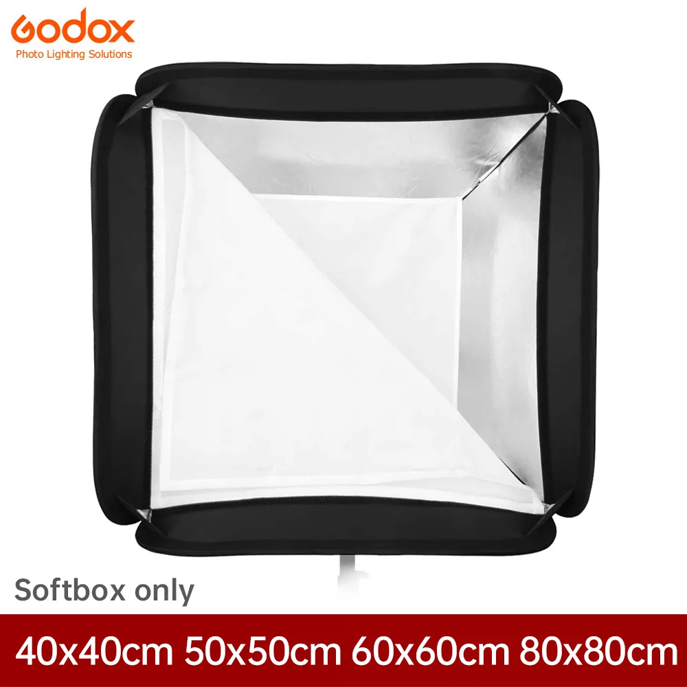 

Godox 40x40cm 50x50cm 60x60cm 80x80cm Foldable SoftBox Speedlite Flash Softbox for S-type S2 Bracket fit Bowens Elinchrom Mount