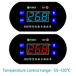 H50TR -55 ~ 120 ℃ DC 12V 24V cyfrowy regulator temperatury czerwony/niebieski wyświetlacz LED termostat z Instrument kontrolny ciepła/chłodzenia