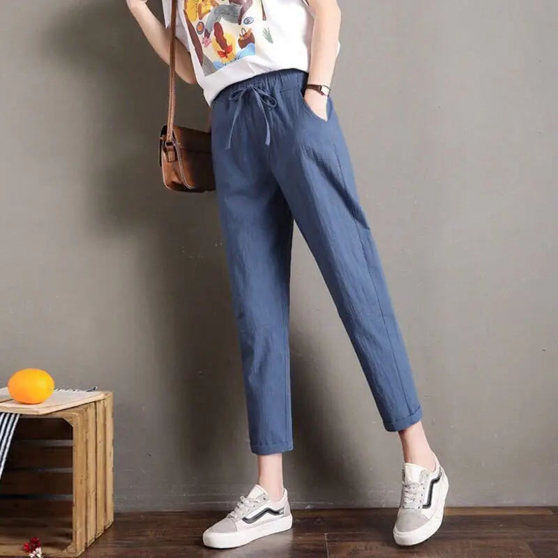 

Брюки-карандаш женские повседневные S-3XL с карманами до щиколотки, рабочая одежда, модные летние брюки, элегантная винтажная одежда Ulzzang