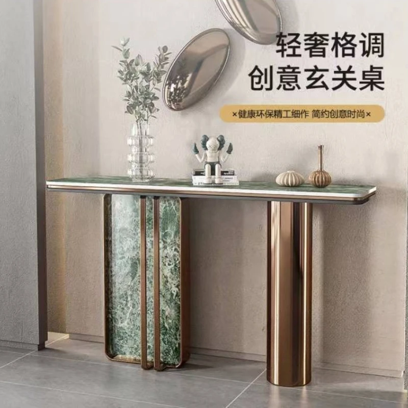 

Light luxury marble entrance table Simple entrance table Against the wall Entry living room End view table Narrow case rock slab