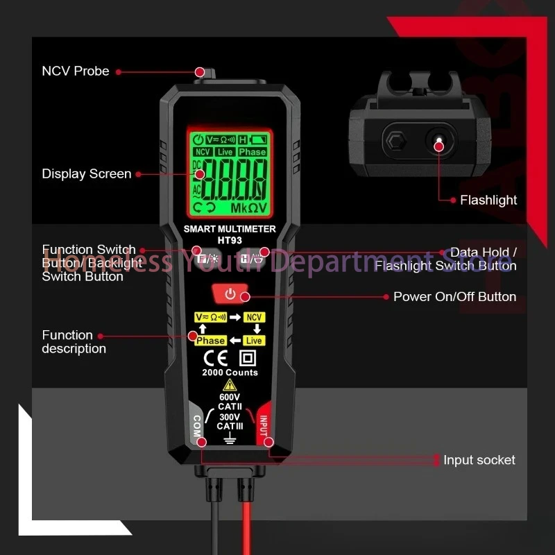 Digital Multimeter Intelligent AC/DC Voltage Current Tester Professional Electrician Repair Tools Multi-functional Multimeter