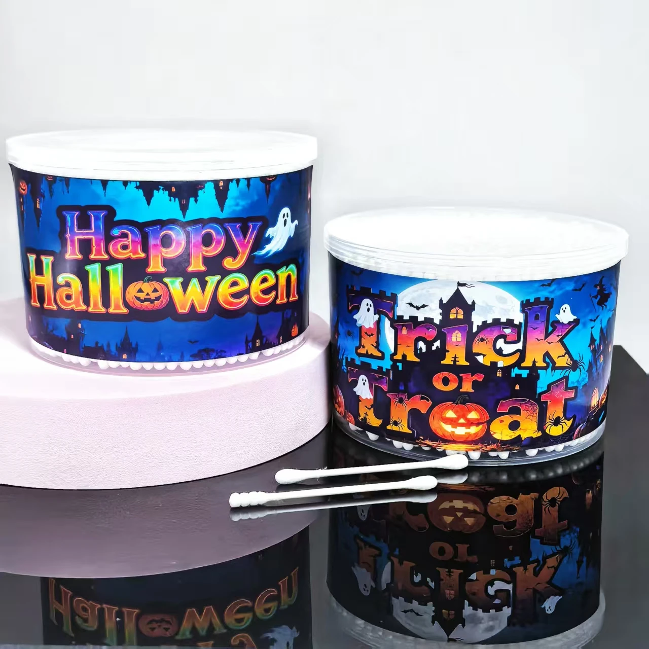 สำลีก้านแบบสองด้าน 500 ชิ้น/1000 ชิ้น ลายฮาโลวีน สำหรับผู้ใหญ่ ของขวัญวันหยุด