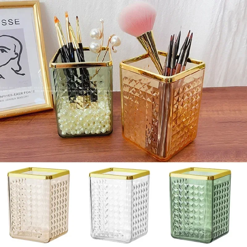 1PC Nail Buffer Files Storage Box Plastic Square Bathroom Holder Nail Makeup Container Desktop Lipstick Storage Box Office Pen