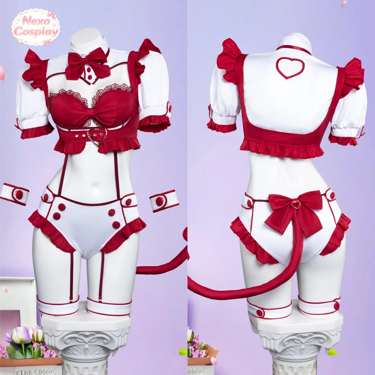 Japanese maid red love maid dress, anime cute cosplay role play dress NexoCosplay