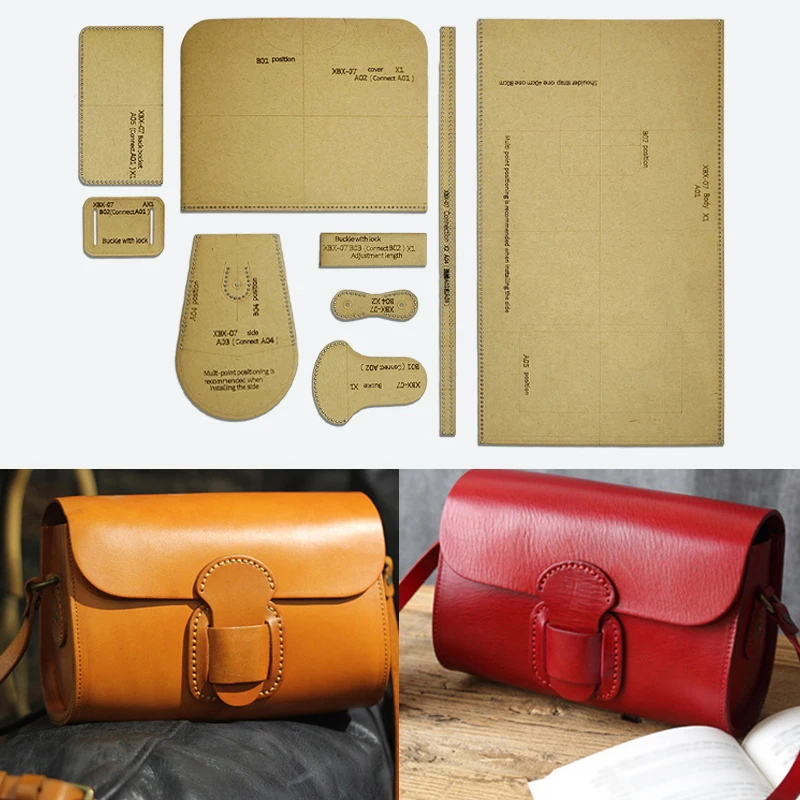 YOMDID 9PCS Handmade Leather Shoulder Bag Making Kraft Template DIY Crossbody Bag Kraft Stencil Leather Craft Handmade Template