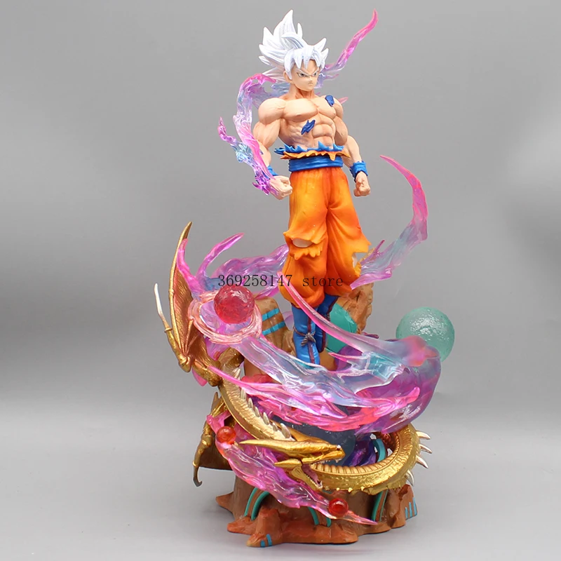 28cm Anime Dragon Ball Figures GK Fantastic Freedom Son Goku Action Figures White Hair Can Emit Light PVC Model Birthday Gifs