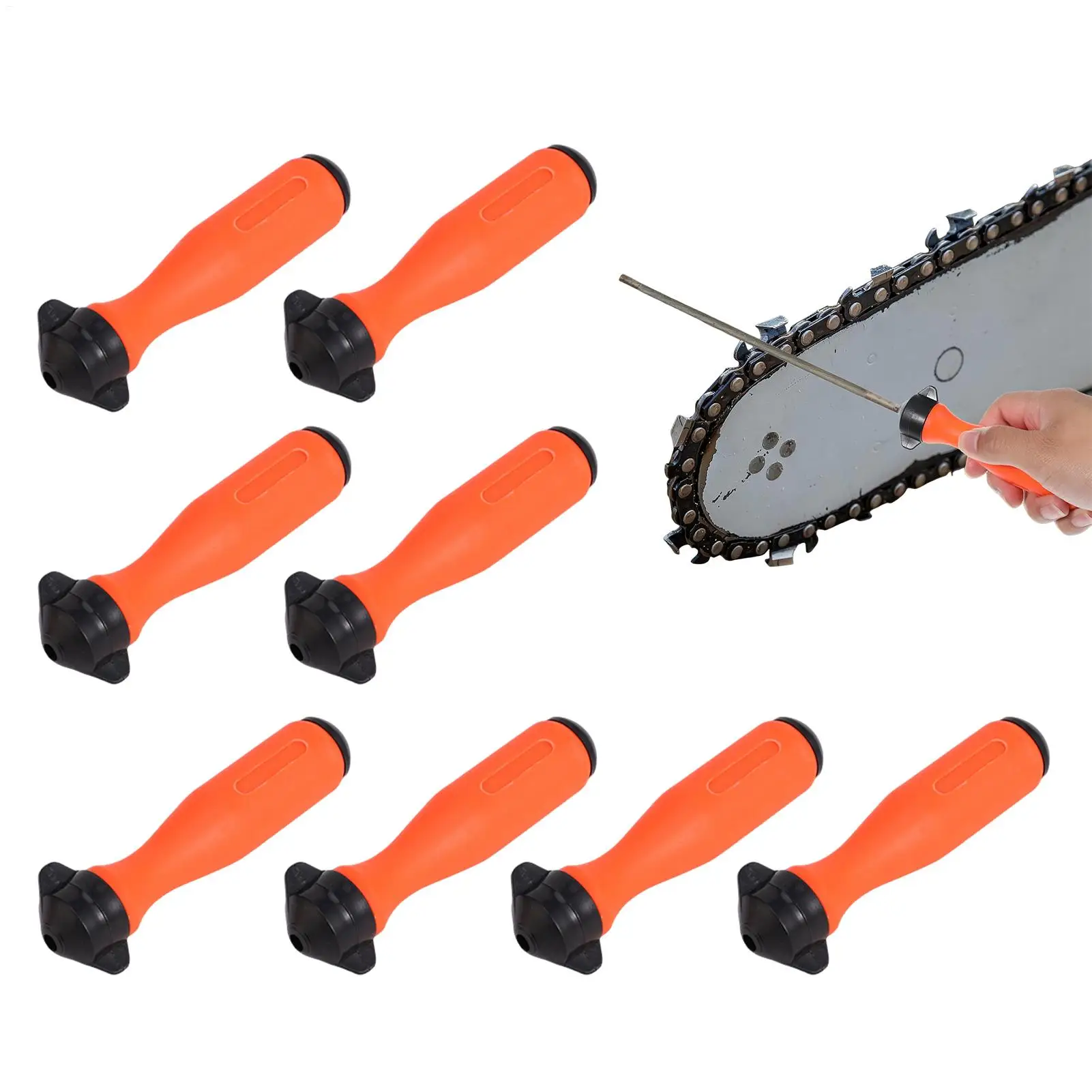 Chainsaw File Handle 8 Pieces Ergonomic Reusable Nylon Grip 4mm-5mm Replacement Accessories Woodworking Sharpening Tool Kit