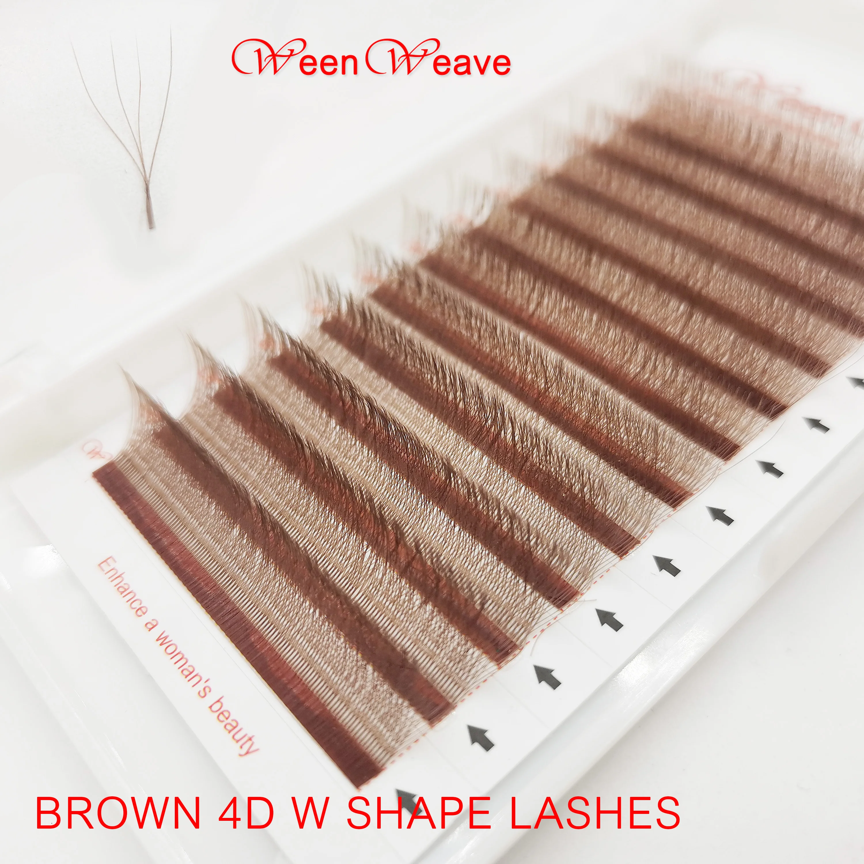 

WeenWeave 4DW Brown W Shape Lash Extensions 4D W Lash Bloom Automatic Flowering Premade Fans Natural Soft Individual Lashe