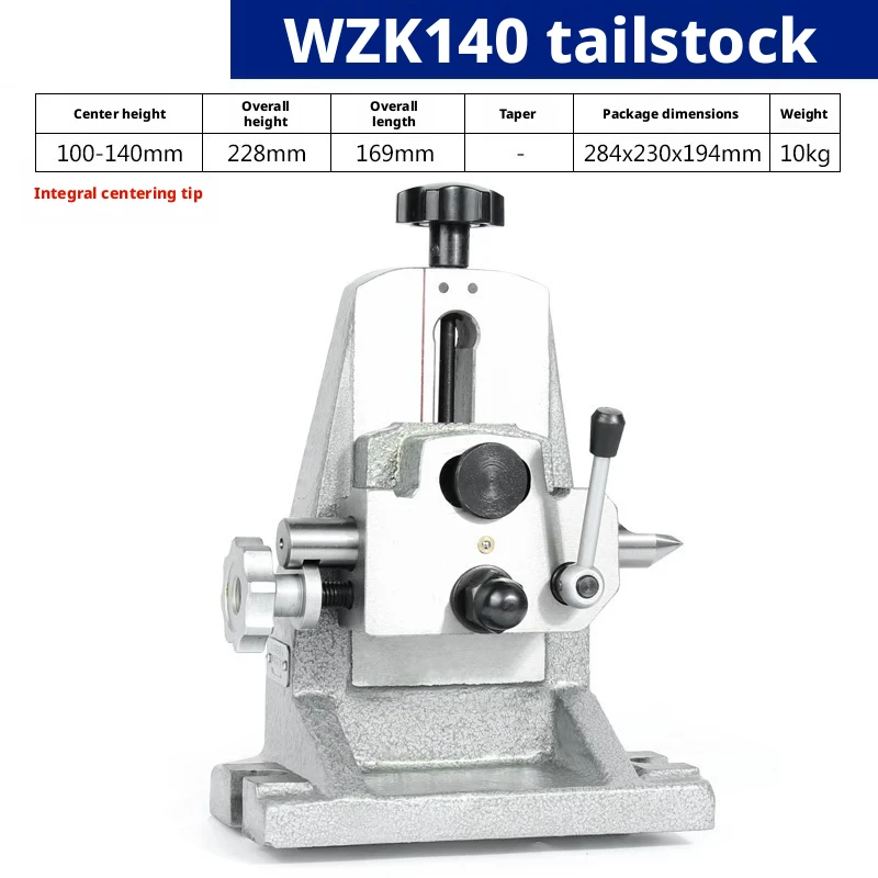 Tilted Tailstock, Adjustable Indexing Head Angle, Center Height 100-140, Pointed Quick Tailstock