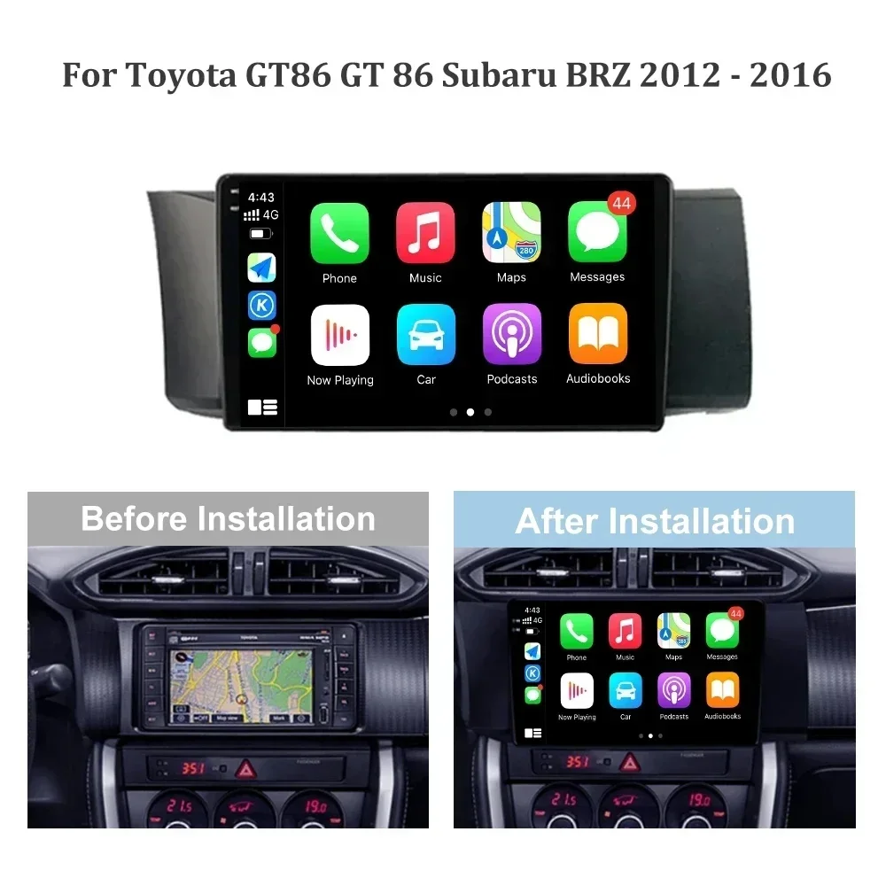 For Toyota GT86 GT 86 Subaru BRZ 2012-2016 Auto Radio Multimedia Navigation 4G GPS Android 14 Car Wireless Carplay Stereo Screen