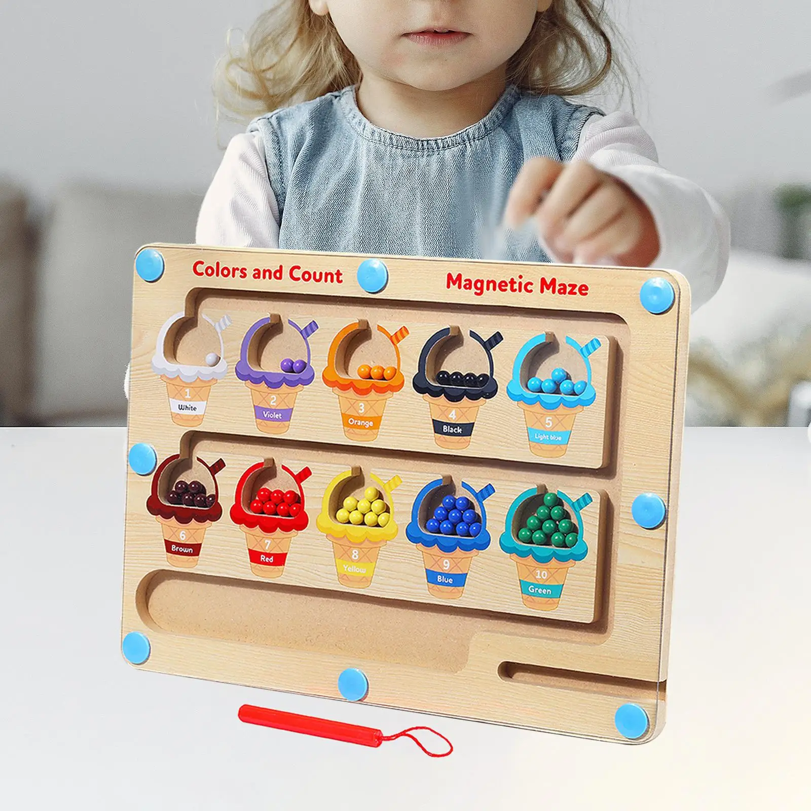 Houten kleuraanpassing Leren tellen Puzzelbord Activiteiten Tellen Matching Board voor kinderen van 3 jaar, meisjes, jongens, peuters