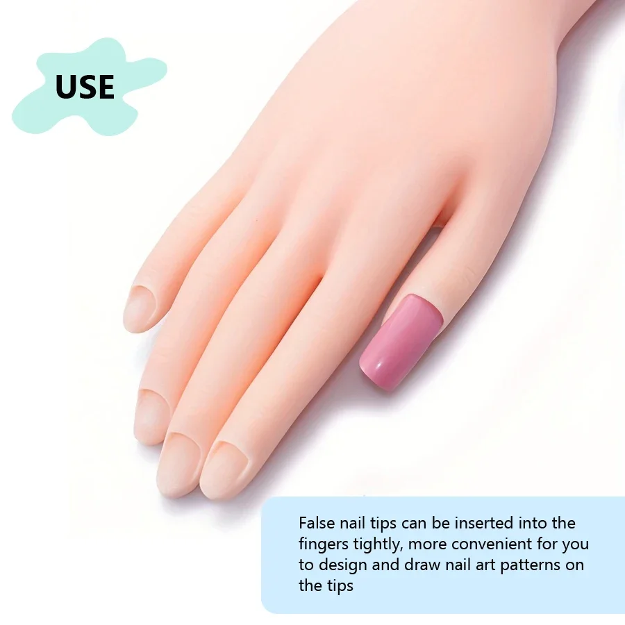 Soft Plastic Flexible Flectional Mannequin Nail Art Practice Tool Fake Hand for Training And Painting in Nail Salon