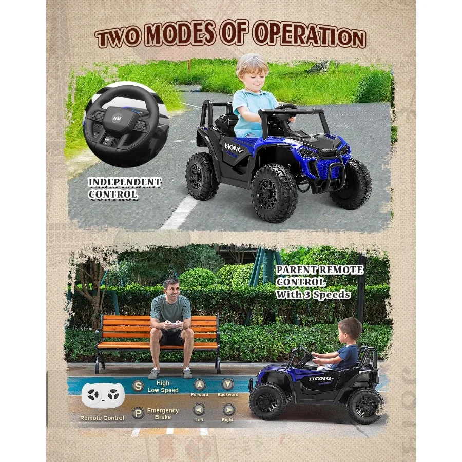 شاحنة UTV كهربائية تعمل ببطارية السيارة 12 فولت مع جهاز تحكم عن بعد للوالدين وموسيقى بلوتوث ومصباح LED 3 سرعات لينة للبدء Saf