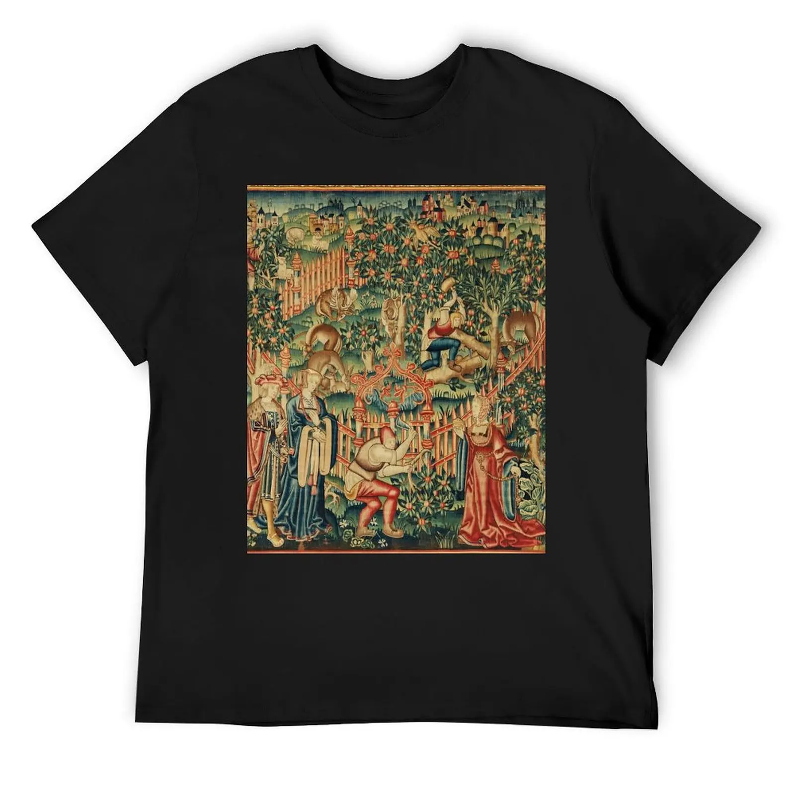 

ДЕРЕВЯННЫЕ РАБОТАЕТ НА ДЕРЕВЯННЫЙ ПАРК, антикварная футболка с гобеленом для охоты, кавайная одежда с синим замком, мужские высокие футболки