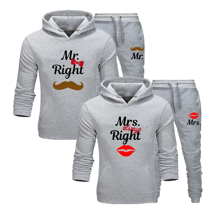 Mr. Back Print likes two pieces of sweatshirts and pants, a trendy, casual, and comfortable Y2K sportswear set for couples