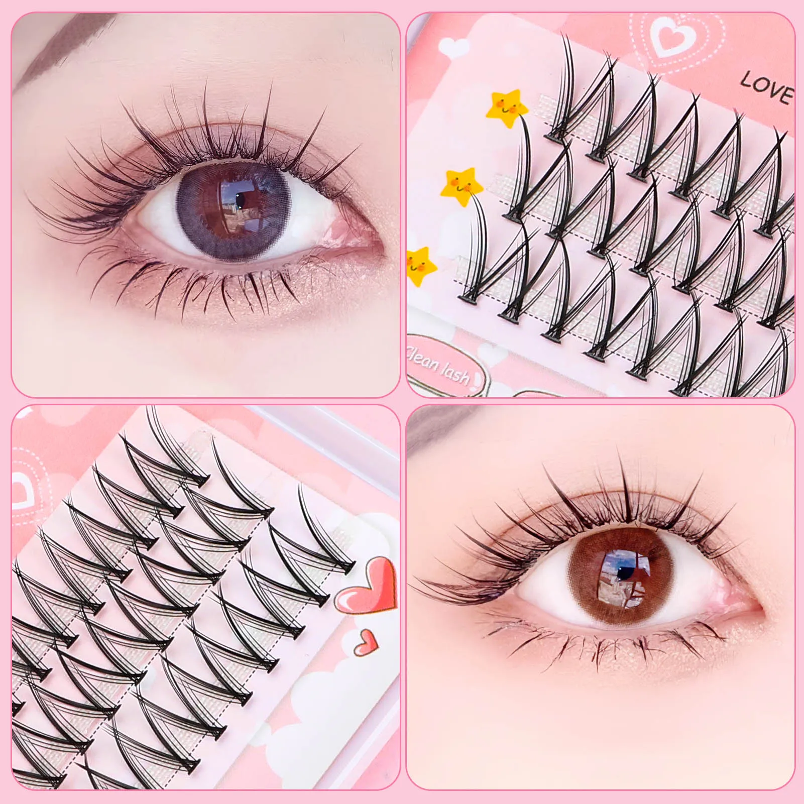 미용 눈 코스프레용 개별 인조 속눈썹 클러스터 속눈썹, 부드럽고 편안함, 자극 없음, DIY 메이크업