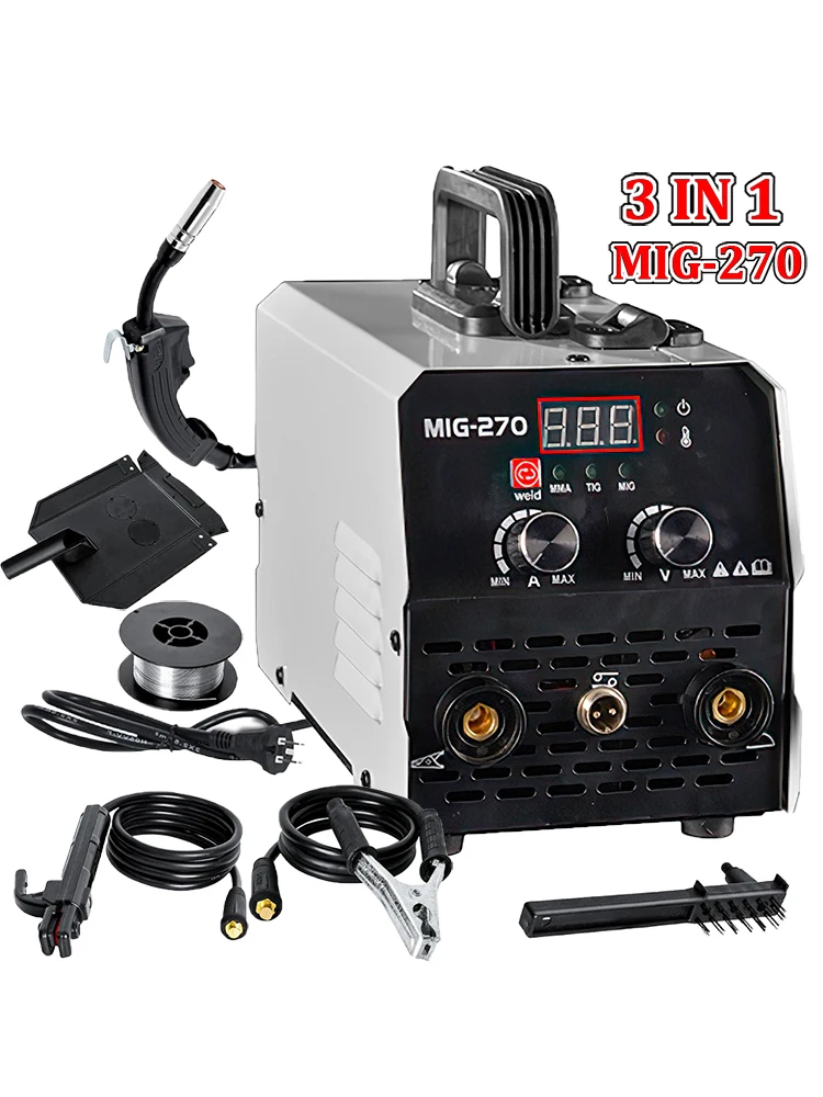 Spawarka 3 w 1 MIG MMA TIG MIG-270 20-250A, spawarka łukowa z cyfrowym wyświetlaczem LED, przenośna mini spawarka elektryczna — 2